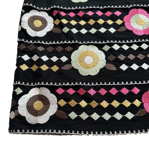 Etcetera Skirt Black Multicolored Floral Embroidered Tiered Pencil Skirt Size 6 - Picture 6 of 9